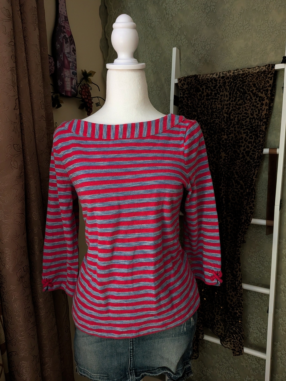 Talbot's Blue N Hot Pink Blouse